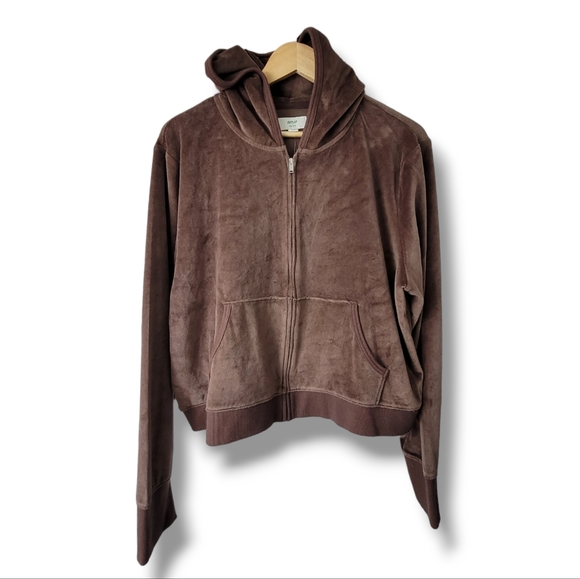 Aerie Velour Cropped Zip Up Hoodie, XXL - Picture 3 of 6